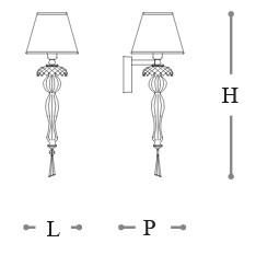 Dimensions of the Vogue Opera Italamp Wall Lamp